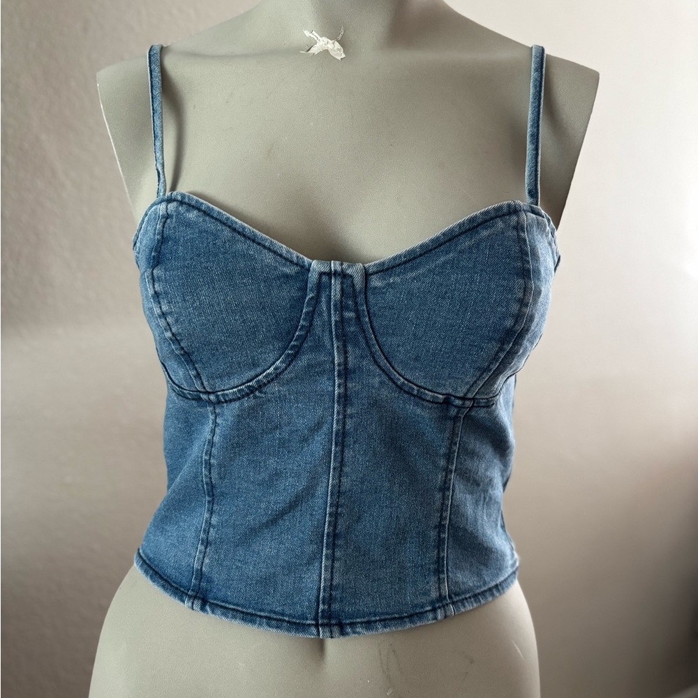 Forever 21 Denim Blue Crop Top